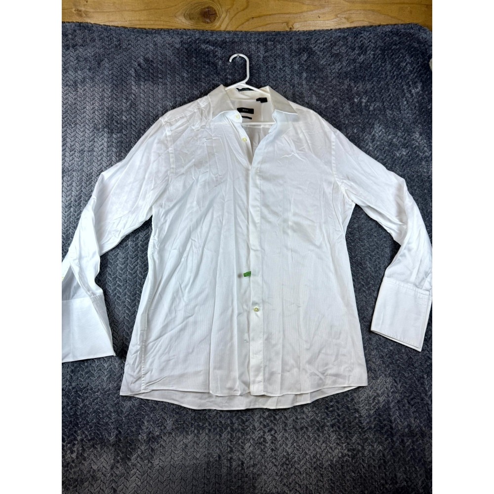 Boss Hugo Boss Sharp Fit Shirt Mens 17.5 32/33 White Cotton Point Collar Dressy